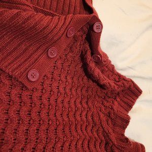 Women's sweater, cranberry, oversized collar, size XL.